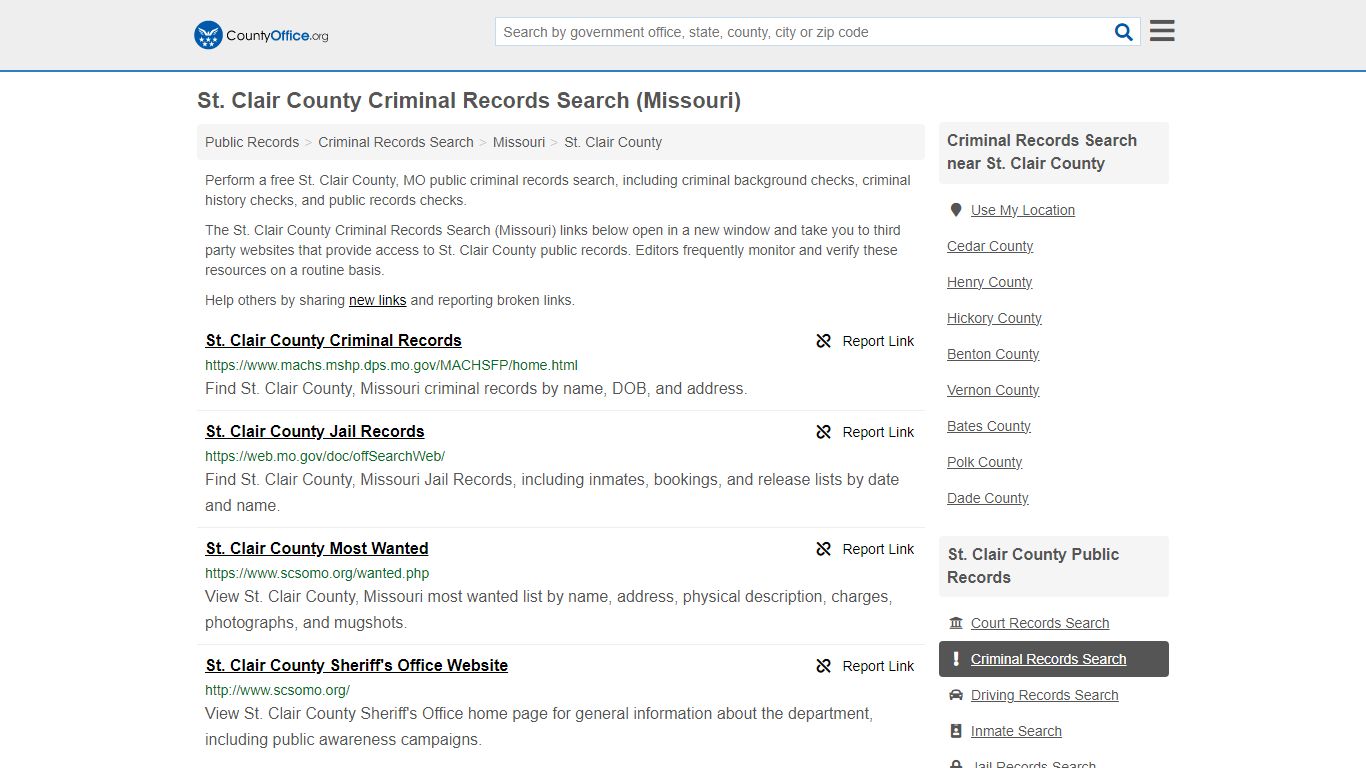 St. Clair County Criminal Records Search (Missouri) - County Office