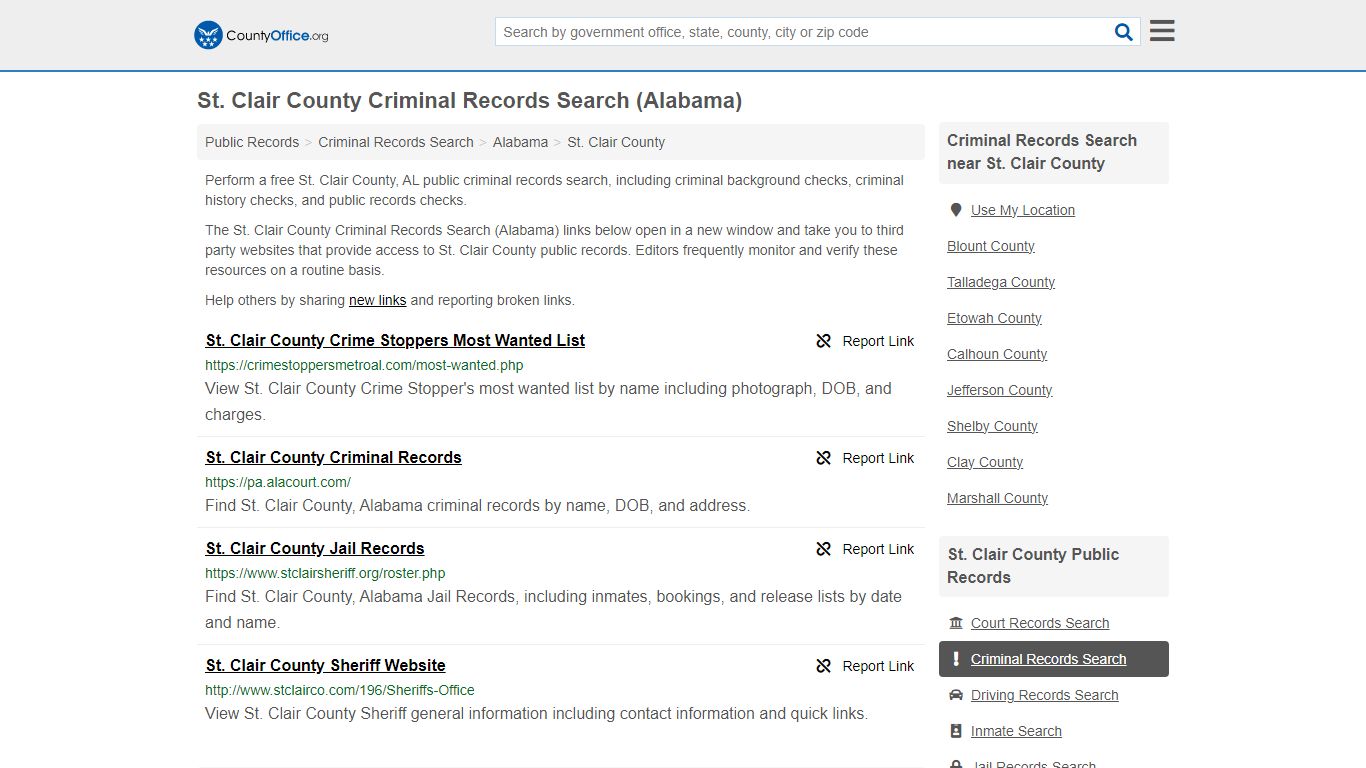 St. Clair County Criminal Records Search (Alabama) - County Office